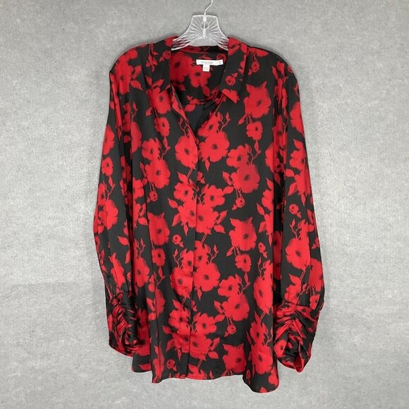 Chico's Tops - Chico's Top Women XL (3/5) Dark Floral Long Sleeve Button‎ Up Boho Career